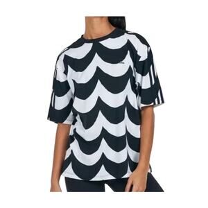 MARIMEKKO for ADIDAS Black White Scallop Print Tee Shirt Size 2X 3X